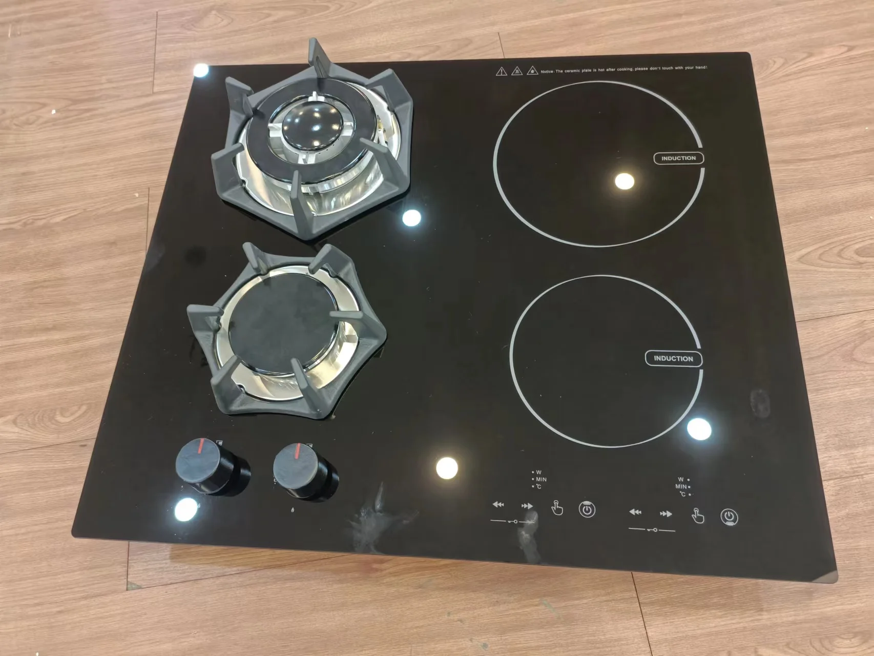 Black Crystal Panel 2 Burners Gas Stoves and 2 Burners Infrared Cookers