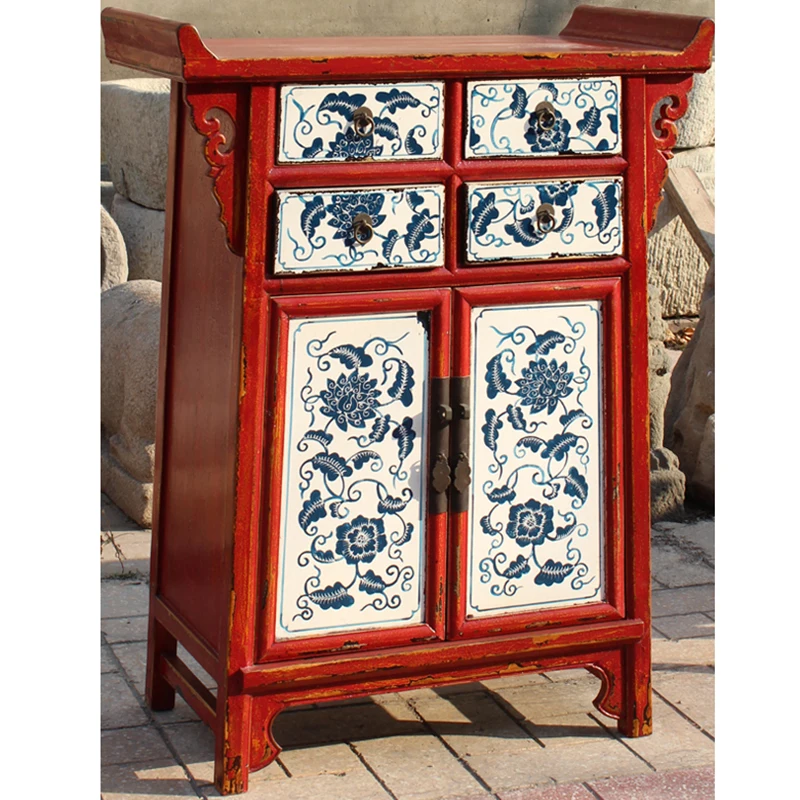 Hot Sale Chinese Antique Solid Wood Reproduction Furniture Painting Console Cabinet