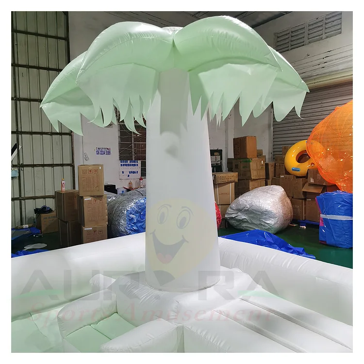 Popular white bounce house with ball pit inflatable castle water slide pool White Moon Bounce slide for party event