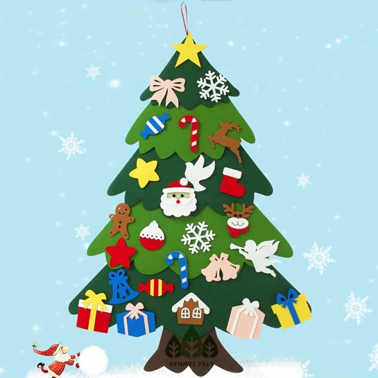 2021 Рождественское украшение, Детский Рождественский подарок, войлок, Рождественская елка с 25 шт., украшения, сделай сам, настенный войлок, Рождественская елка