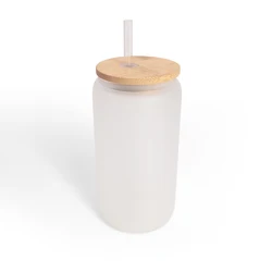 Sublimation Borosilicate glass tumbler With Bamboo Lid Frosted Clear Beer Can Sublimation Glass Mason Jar Beer Can Glass