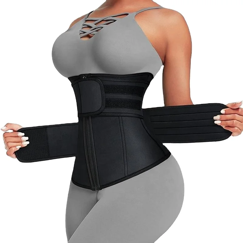 High Quality  Two Strap Black Double Belt Neoprene Waist Trainer Women Adjustable Waist Trainer