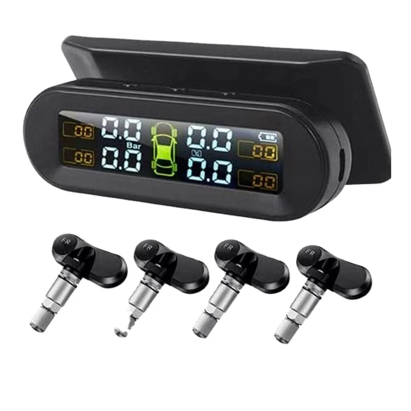 Tire Pressure Monitoring System TPMS Receiver Car USB Charger with  External Sensors Solar TPMS TPMS2