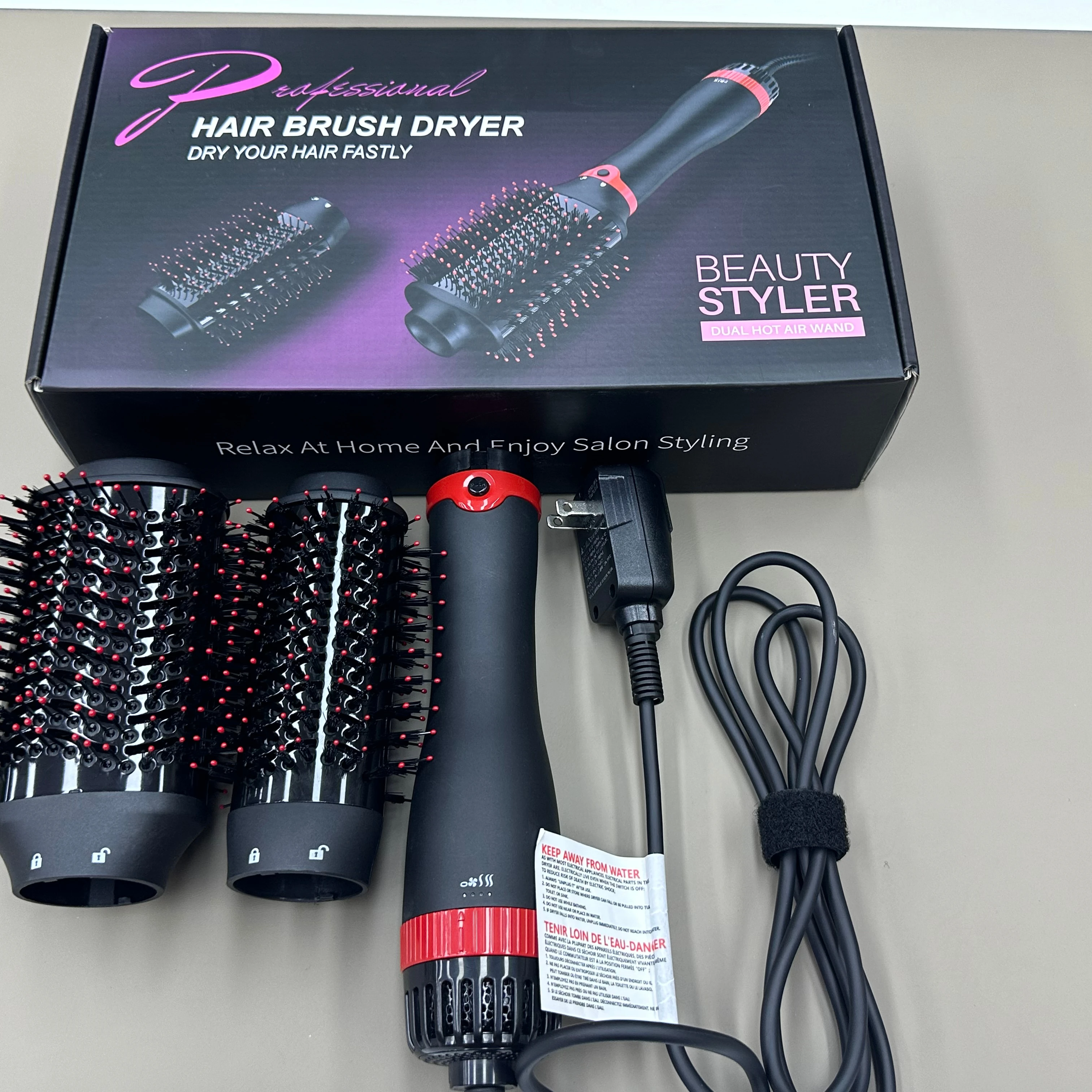 Professional 2 in 1 hot comb detachable brush head hair styling tools hair salon equipment ion hair dryer brush for salon
