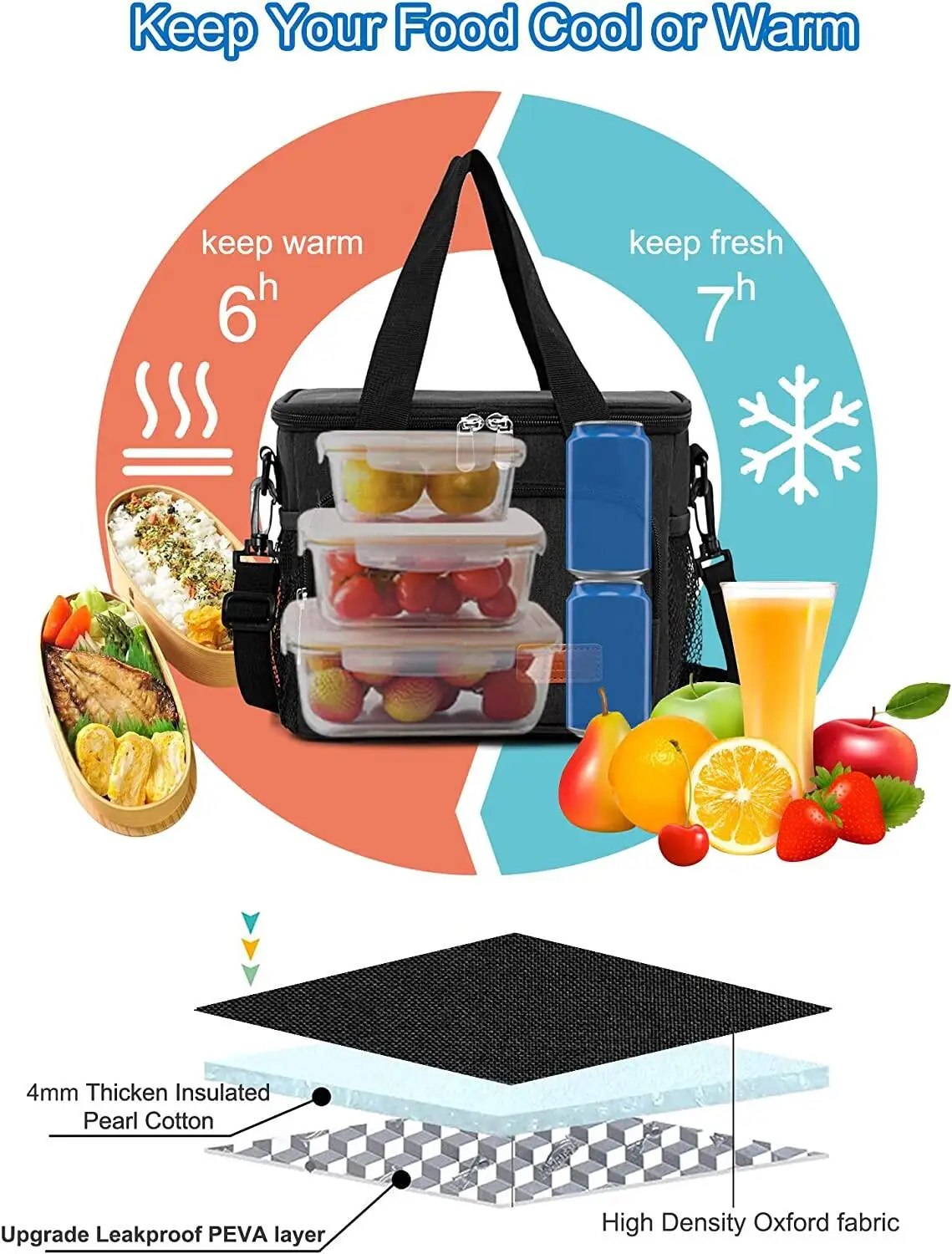 Custom Print Food Delivery Aluminum Foil Thermal Insulated Tote Lunch Bag Grocery Shopping Insulated Cooler Bag