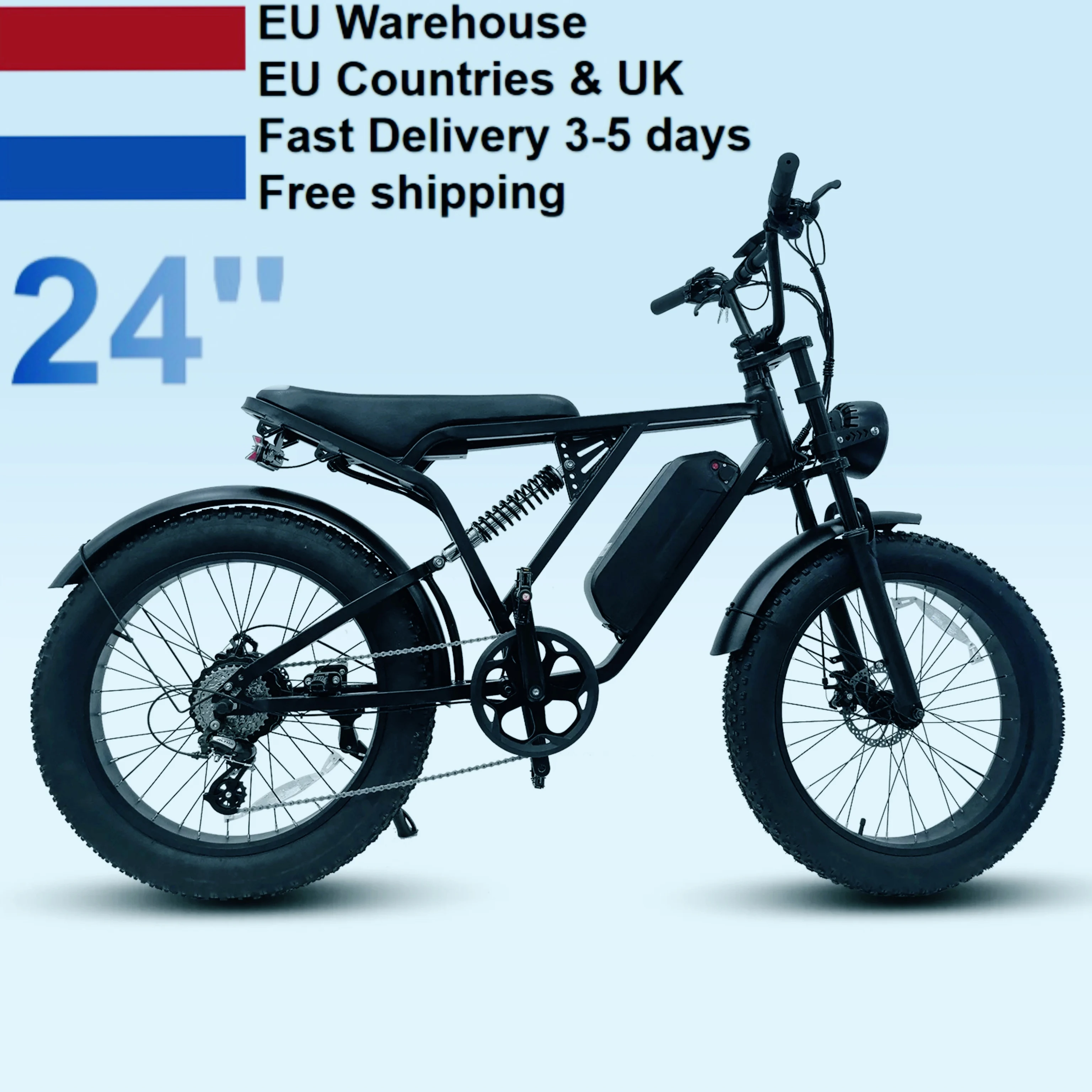 EU Warehouse Y-24 EBIKE Hot Selling Design Belt Drive Motor Bike Fatbike Ebike Fat Tire All Terrain Electric 20 Inch