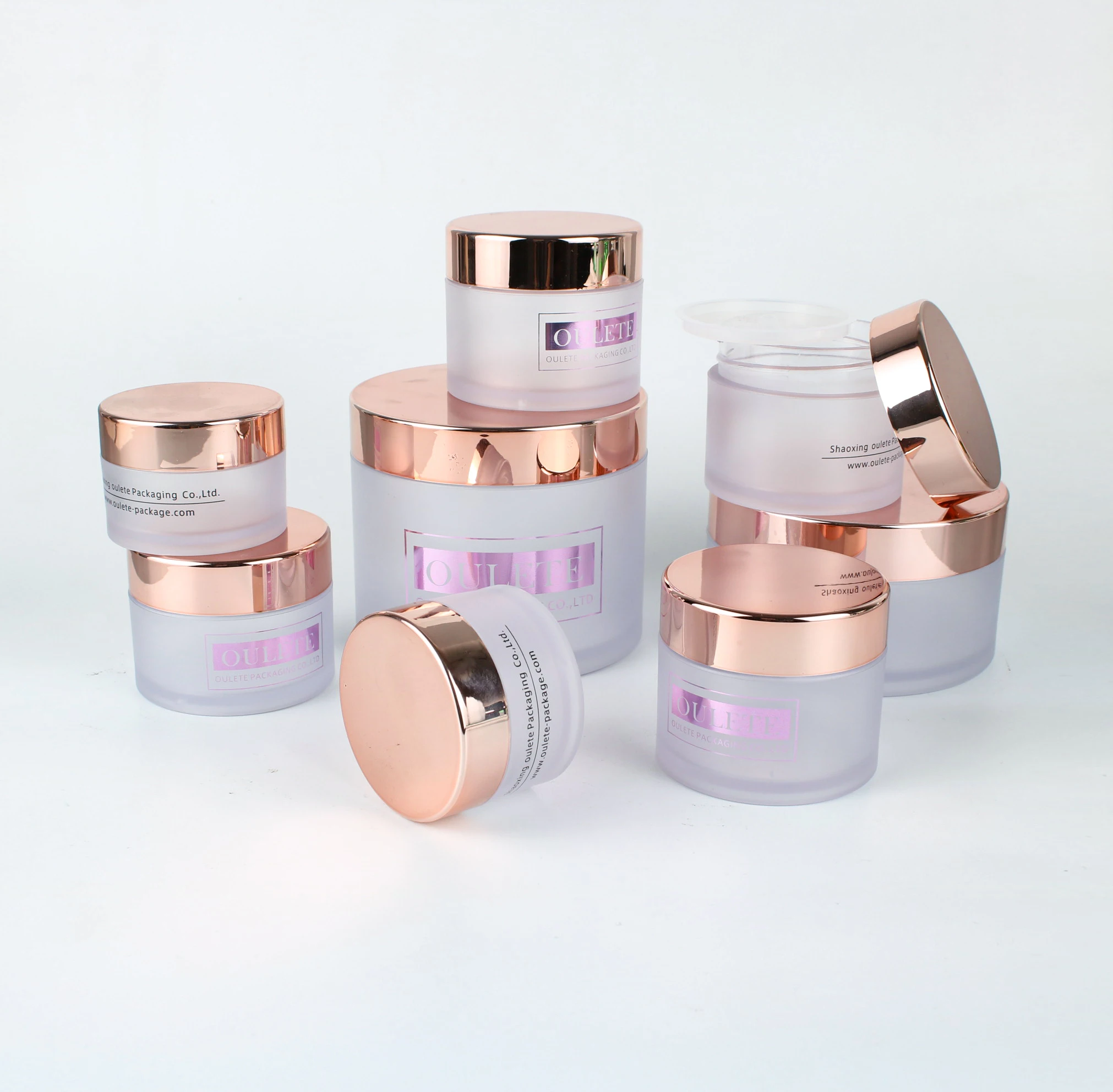 30ml 50ml 100ml 120ml 150ml 200ml 300ml 8oz 10oz Empty PET Frost cosmetic jar with rose gold cover