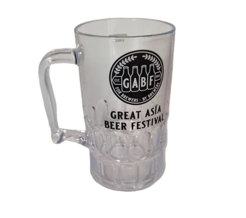 600ml  SAN Beer Mug   Crystal Acrylic Beer Glass   Tritan  Beer Mugs with   Handle   Bpa Free