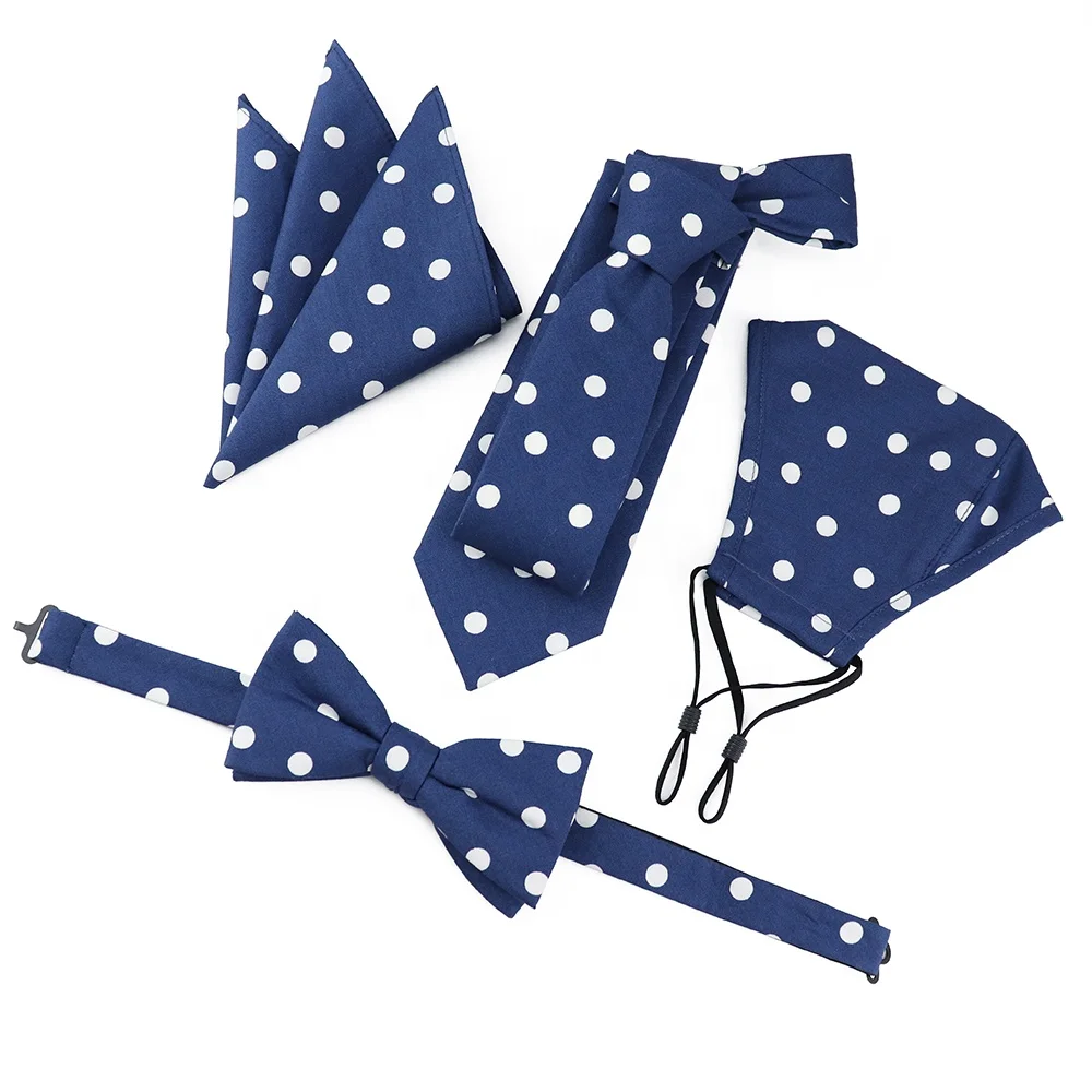 
Роскошный подарок синий галстук в горошек с принтом 100% хлопок ручной работы M A S K набор мужских галстуков 