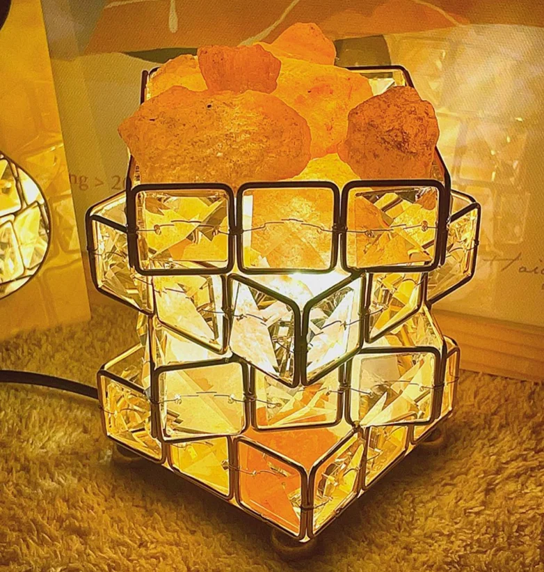 Crystal Nature Rose Salt Lamp Fragrance Refreshing Diffuser Stones Three Light Colors Aroma Home Decor Gift set