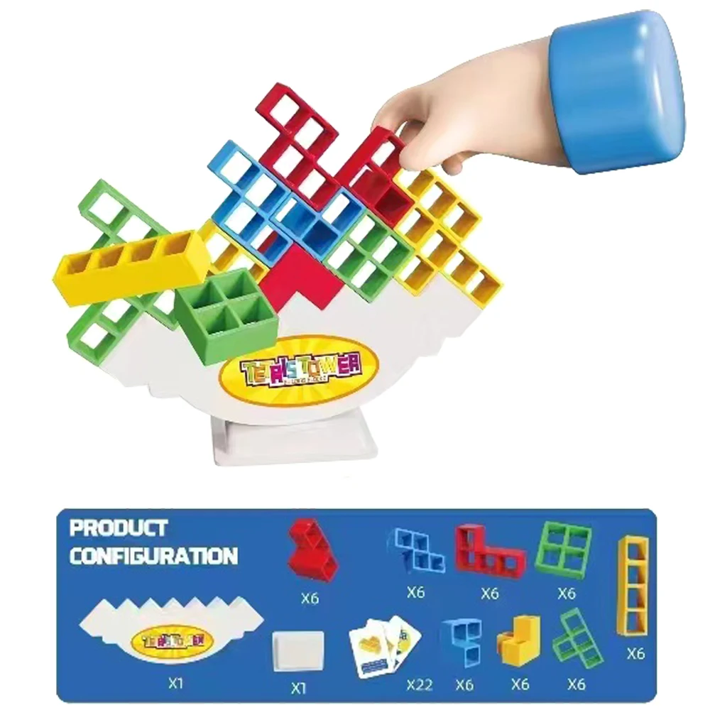 New products 2024 48 Pcs Educational Balance Tower Puzzle Board Game Building insert Block 3d puzzle block DIY Assembly Toys
