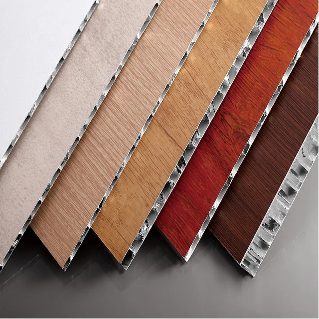 Wooden grain PE PVDF 12mm aluminium honeycomb core sandwich composite panel in cheap price