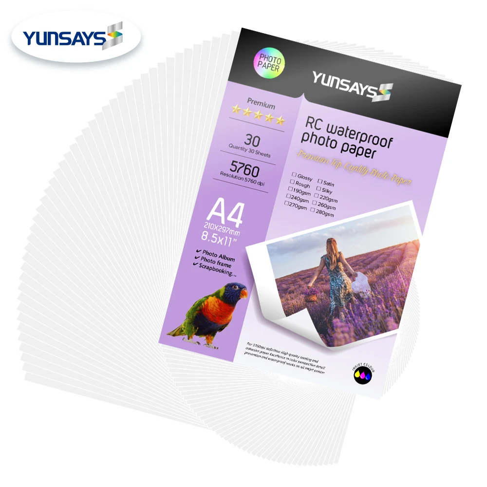 A4 115g Adhesive Photographic Cast Coated Inkjet Double Side Glossy Photo Paper