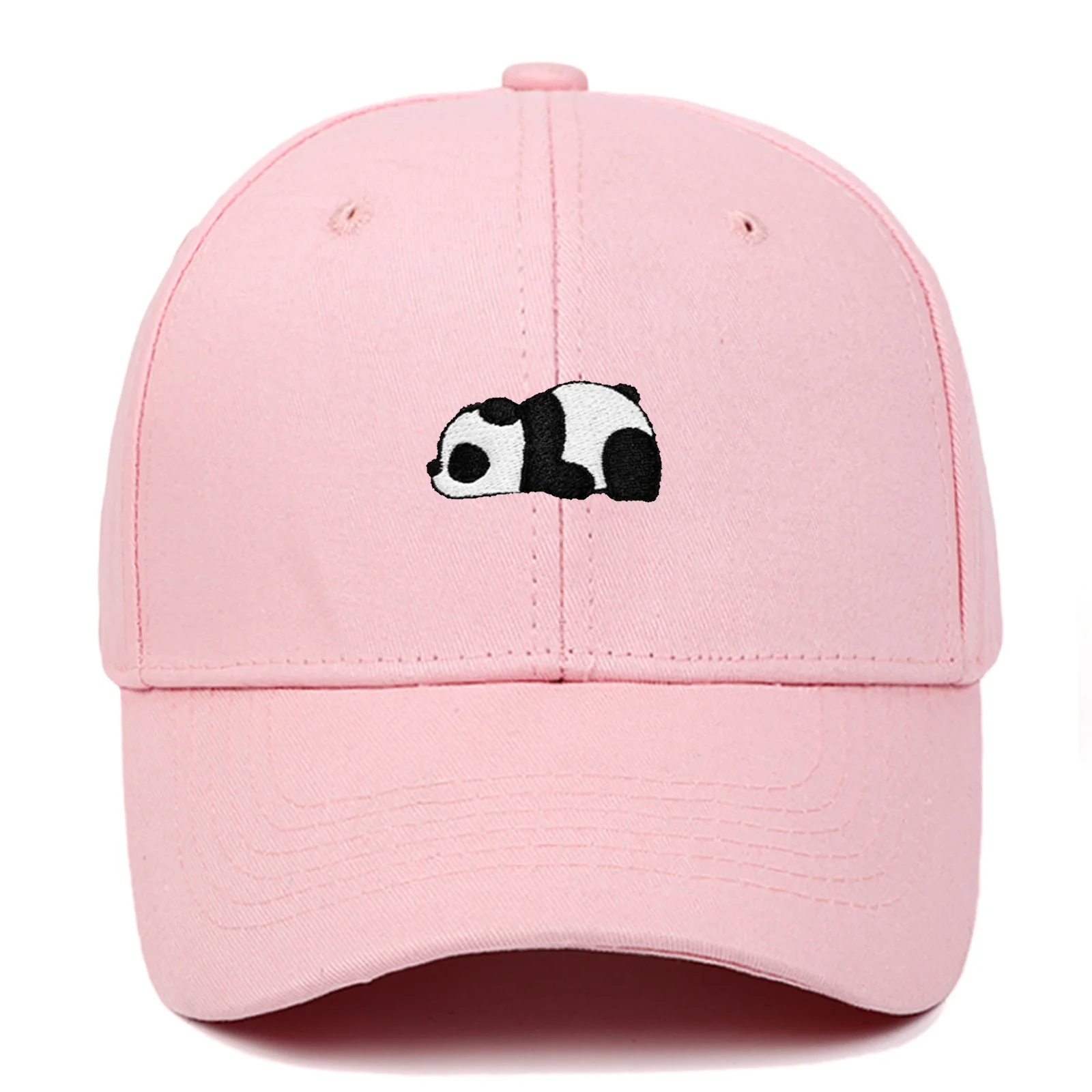 Custom  Flatted Embroidery 3 D Embroidery Printing Panda Logo Cotton Fabric Travelling Outdoor Activity Baseball Cap