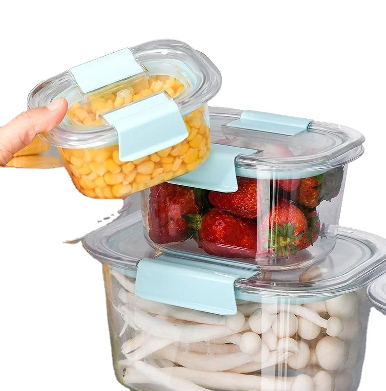 refrigerator Storage Box Grains Storage Tank Lock Fresh-keeping Box Wholesale Transparent Kitchen Lock Seal Can