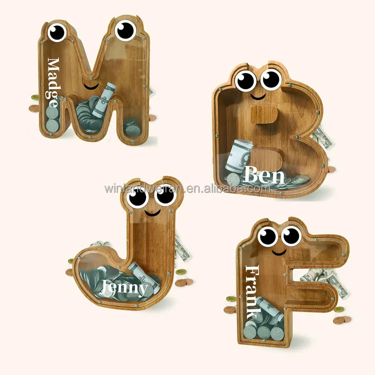 Wooden Large Letter Money Bank Letter Coin Bank Piggy Bank Money Saving Box