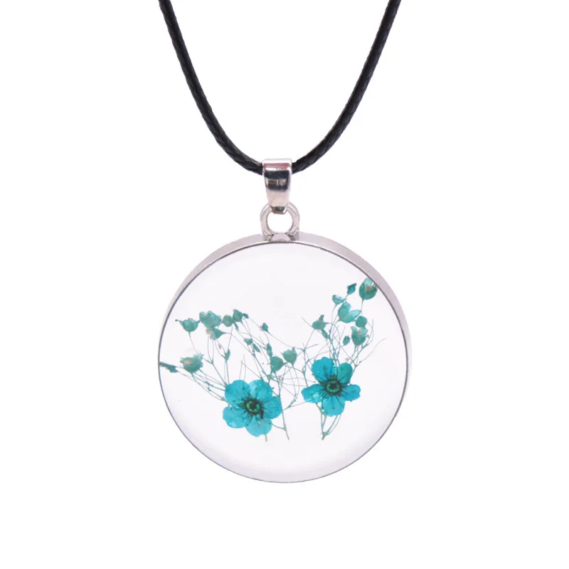 Новое модное женское украшение, ожерелье из смолы, кулон с сухим цветком
