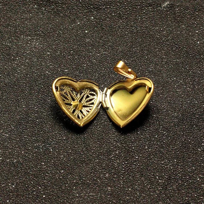 High Quality Stainless Steel 18K Gold Plated DIY Heart Picture Locket Pendants For Necklace