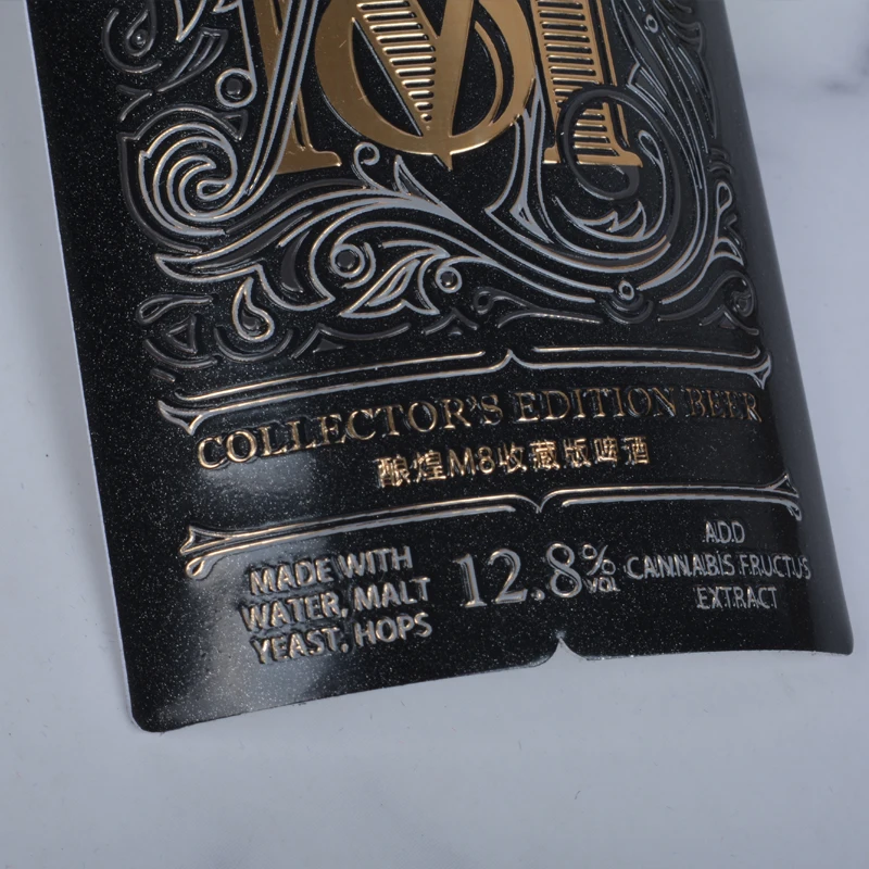 Custom Labels For Packaging Metal  Beer Bottle Private Label Design 3d Relief Embossed Metal Label Logo Sticker 3d Thick