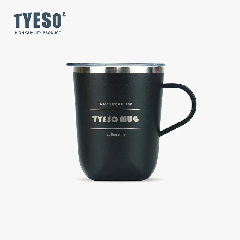 TYESO брендовая TS-8718B 300 мл дорожная чашка с двойными стенками изолированная кофейная кружка из нержавеющей стали ручкой и крышкой без Bpa
