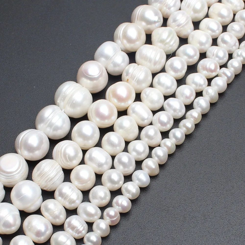 Wholesale Price Natural Freshwater White Pearl Beads Round Loose Beads for Bracelet Necklace Making