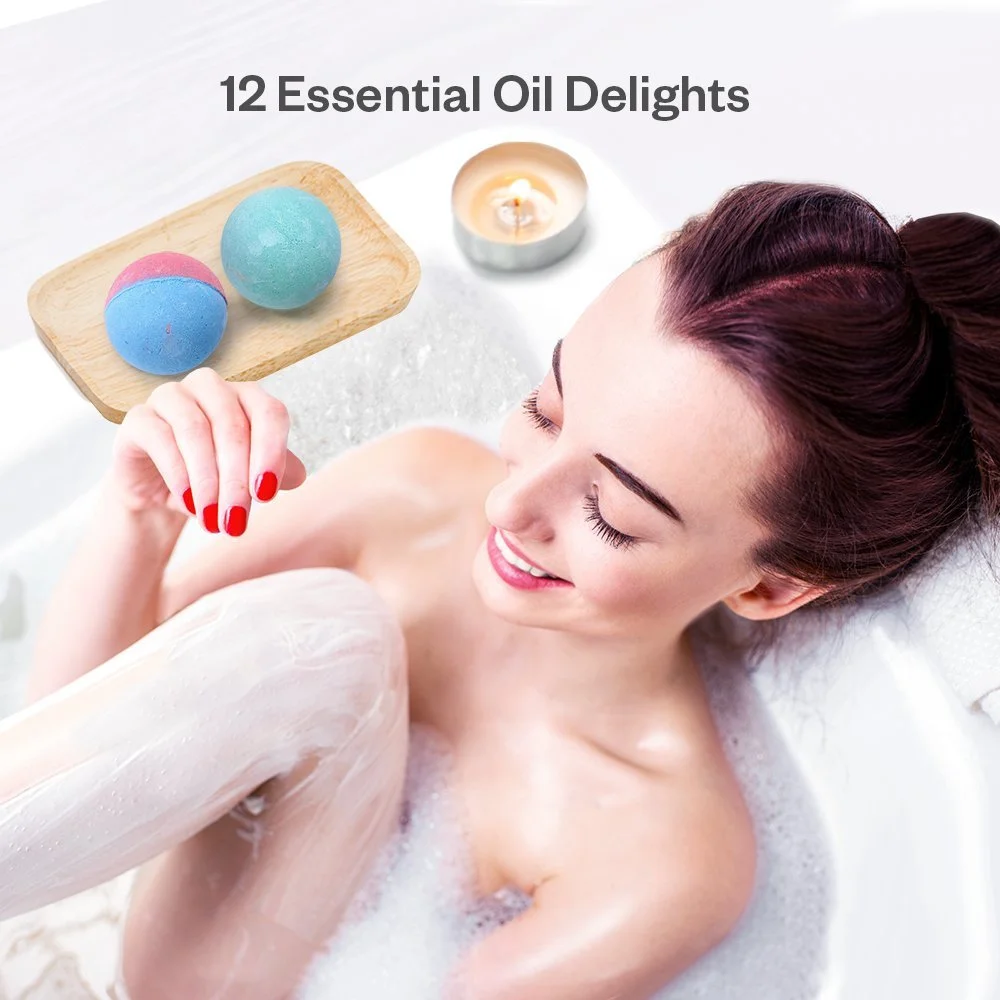 Hotel home bath salt bath bomb foam rich taste good smell soothing body and mind 12 upscale Christmas gifts in 1 box