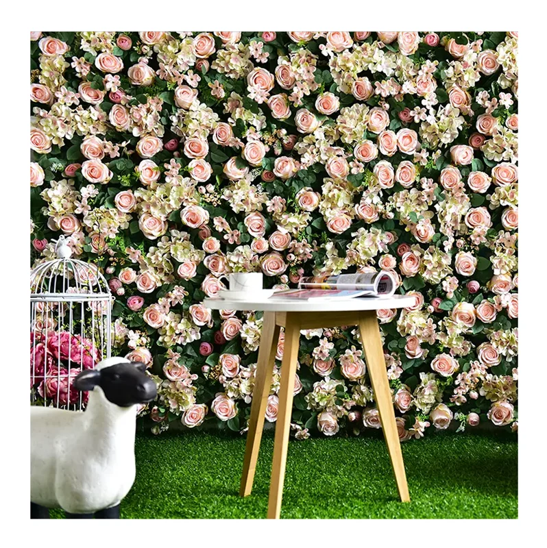 Tizen Custom 3D Wedding Faux Silk Rose Flower Wall Panel Backdrop Decoration Artificial Flower