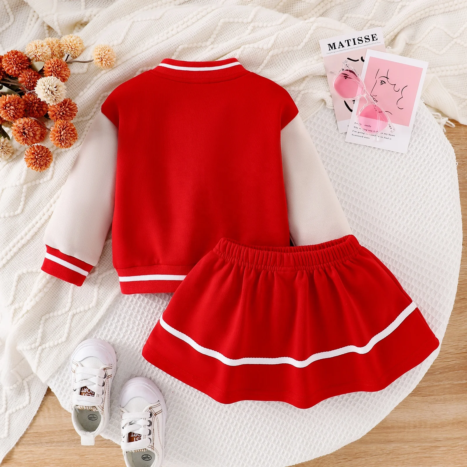 Hot selling baby red clothes set skirt long sleeve tracksuit baby girl clothes 2 piece set