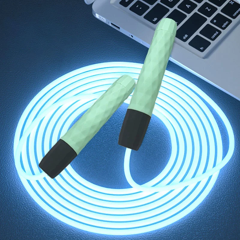 Silicone Handles Fast Speed Cool Led Light Adjustable Flashing Color LED Skipping Jump Rope For Kids