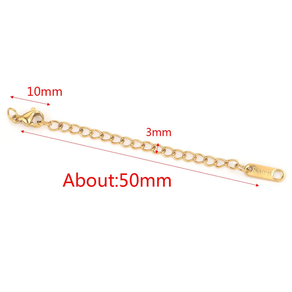 Stainless Steel Extended Extension Tail Chain Lobster Clasps Connector for Bracelet Necklace Jewelry Making DIY 16