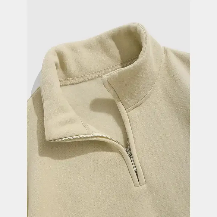 Custom Embroidery Men Half Zip Up Mock Neck Sweatshirt Fleece Lining Pullover Men Quarter Zipper Oversized Sweatshirt