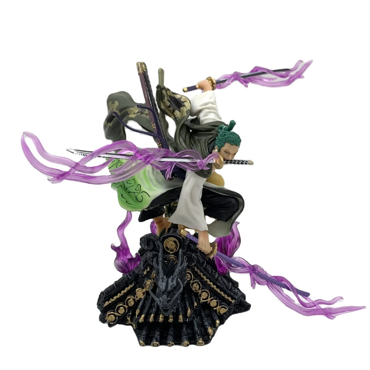 One Pieces Action Figure Anime Figure GK Roof Kimono Roronoa Zoro Three-Knife Fighting Skill Anime Model Decorations PVC Toy Gif