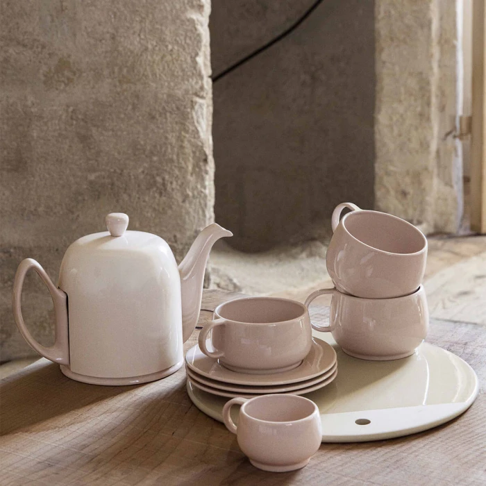 Creative simple design soild color glossy porcelain drinkware cup wedding afternoon ceramic tea pot coffee set