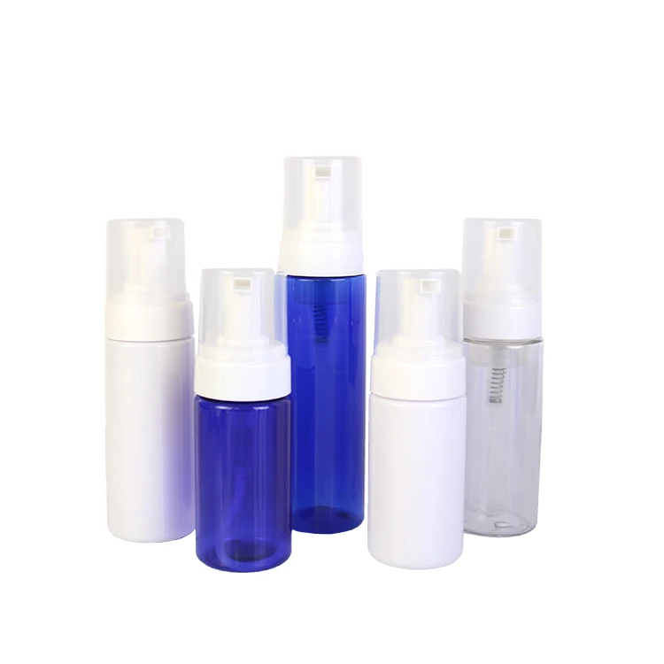 Wholesales 100ml 150ml 200ml plastic foam spray bottle facial cleanser silicone brush cap face wash bottle foam spray bottle