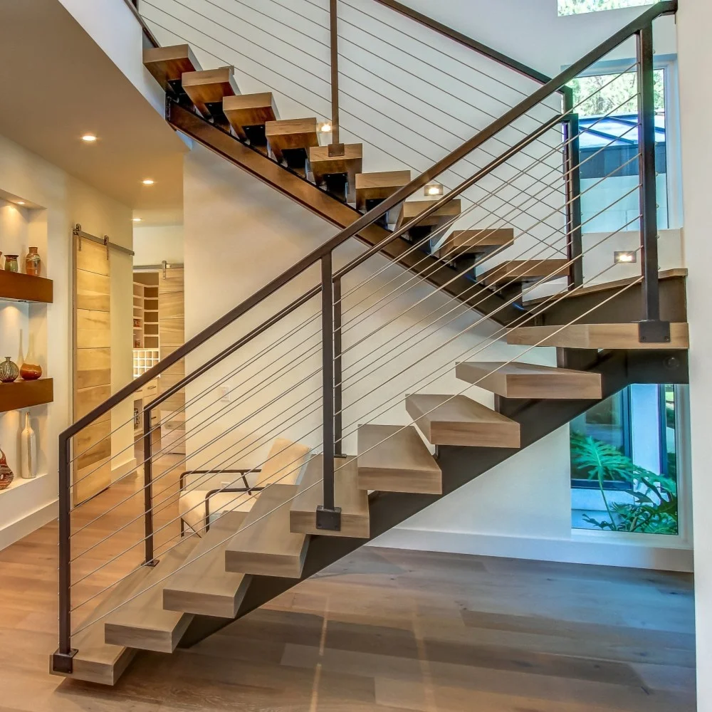 CBMmart Custom Factory Hot Sale Modern Design Indoor Stairs Mono Stringer Staircase