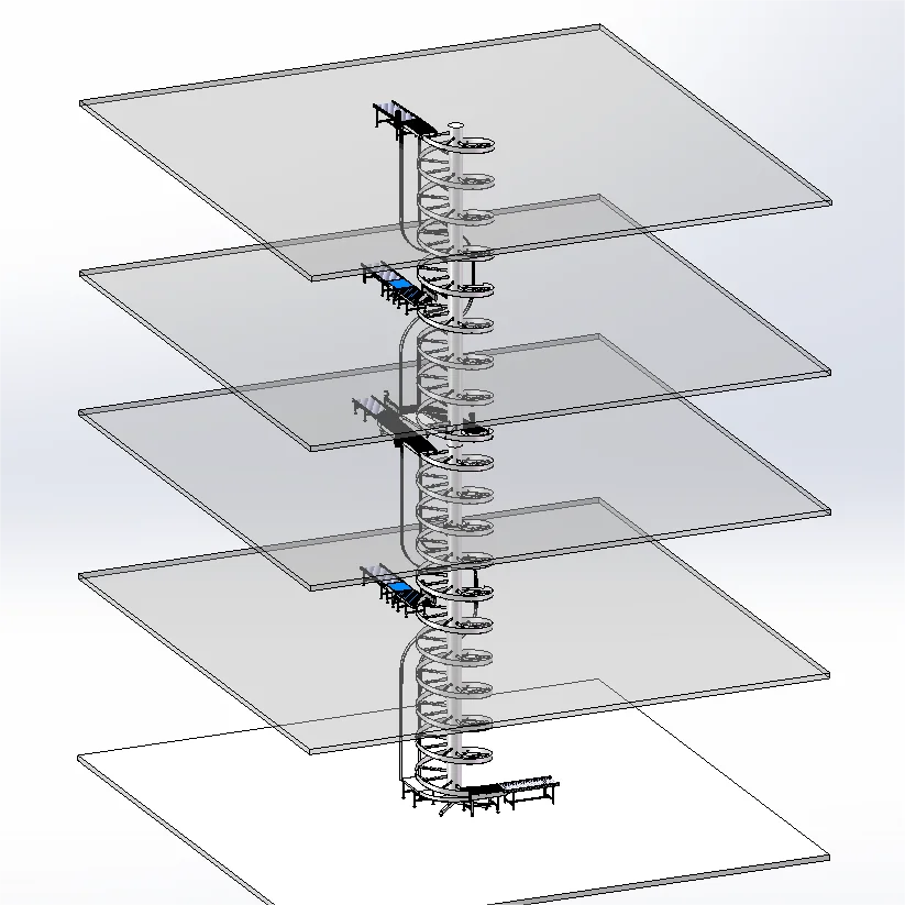 automatic line small spiral belt conveyor in plastic chain plate from ground floor to 5th floor