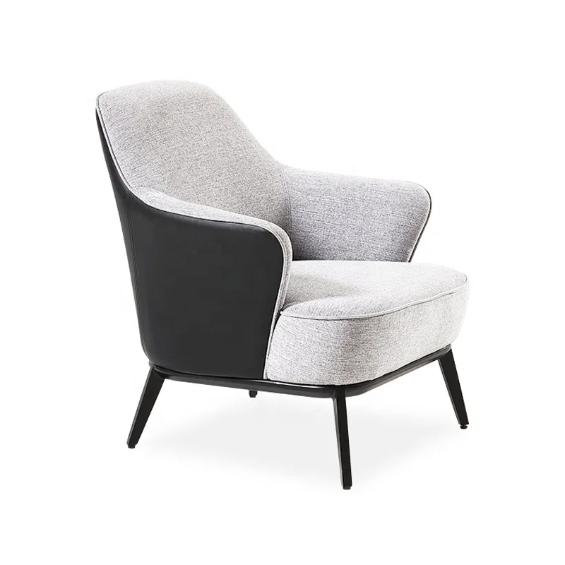Lounge Chair Luxury Fabric Mix Leather Upholstery Leisure modern sofa Chairs living room lounge chair modern leather armchair