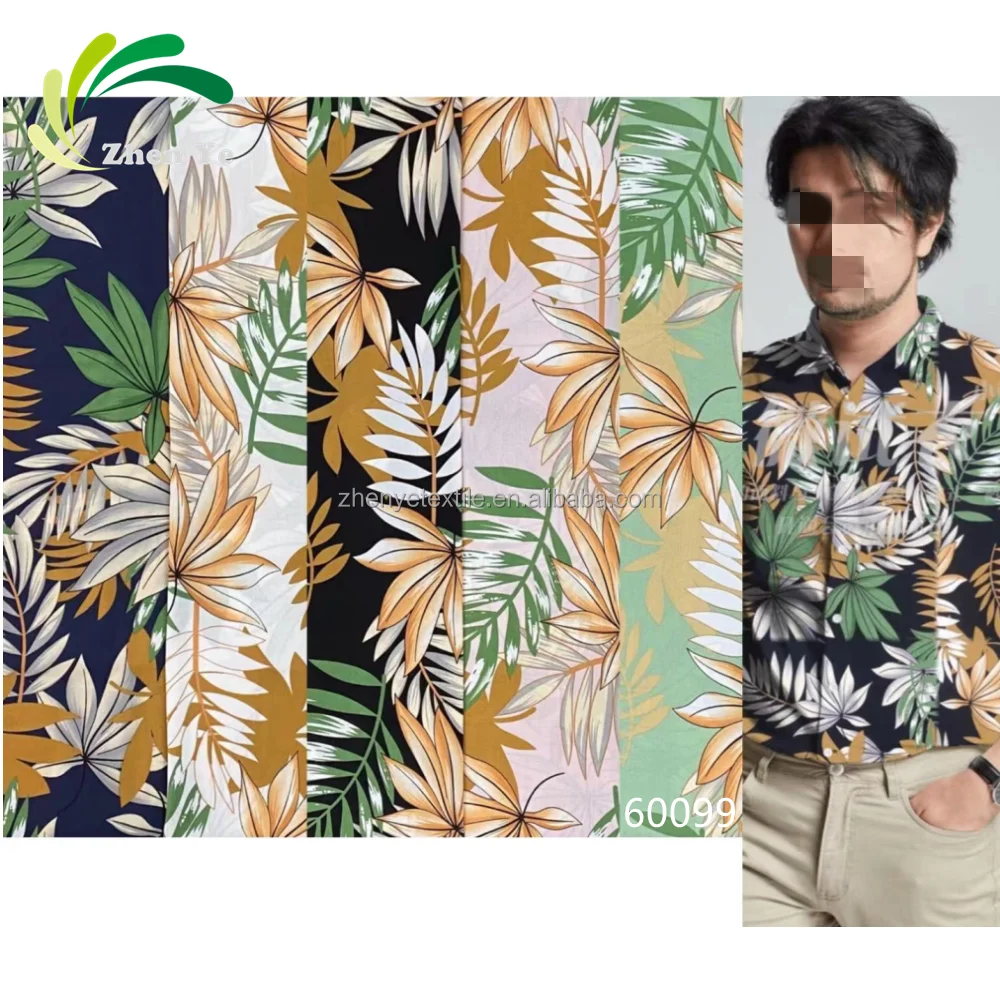 Tropical Design Somalia Palm Tree Print Viscose Rayon Dresses Shirt Fabric