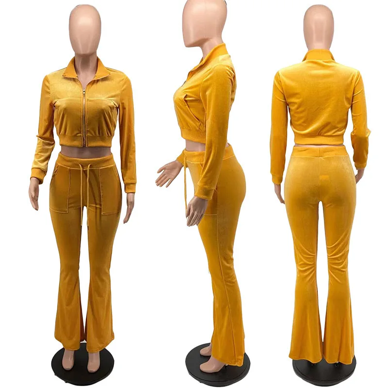 Winter Fall Velvet Track Suit Women Sets 2 Two Piece Set Women Clothing Two Piece Fashion Lounge Wear Purple Velour Tracksuit