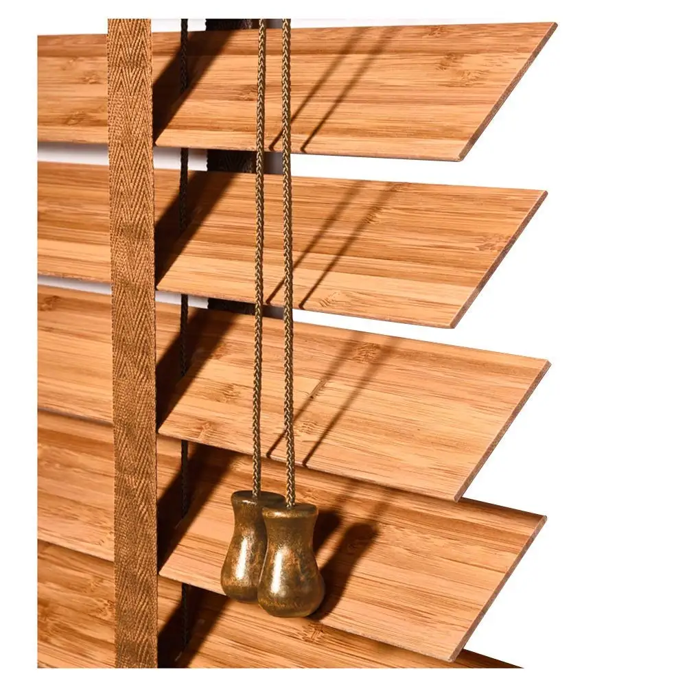 Electric Motorized Venetian Blinds Light Adjustment Sunshade Roller Curtain Cordless Wooden Blinds