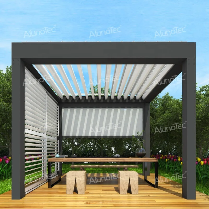 External Sunshade Louvers Outdoor Louvered Roof Patio Cover Gazebo Aluminum Pergola Louver