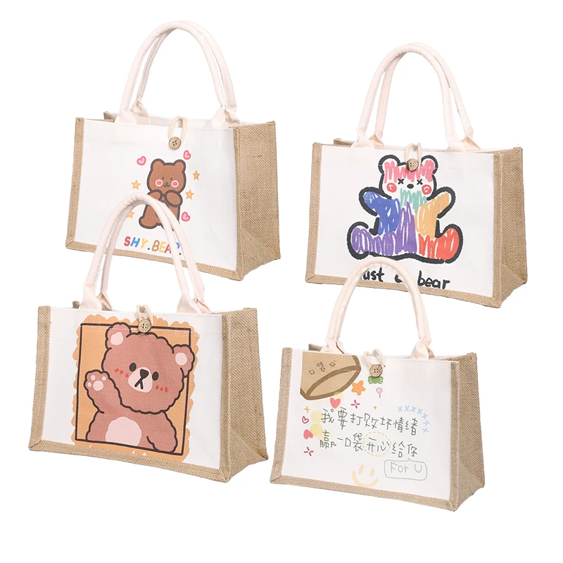 The best-selling cartoon cute printed linen handbag in the market