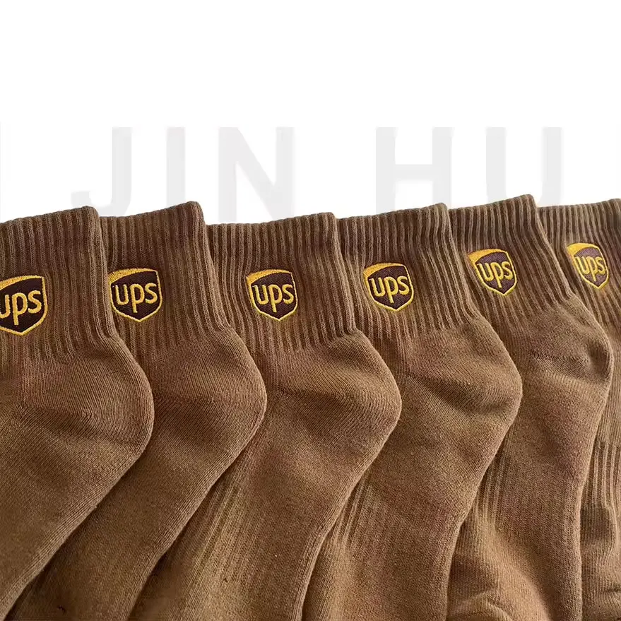 Пользовательские оптовая продажа новейший дизайн UPS логотип коричневые носки высокого качества