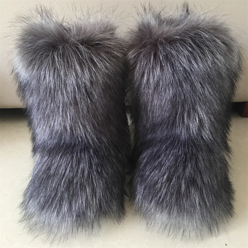wholesale women raccoon fur fur boots fluffy fur snow boots