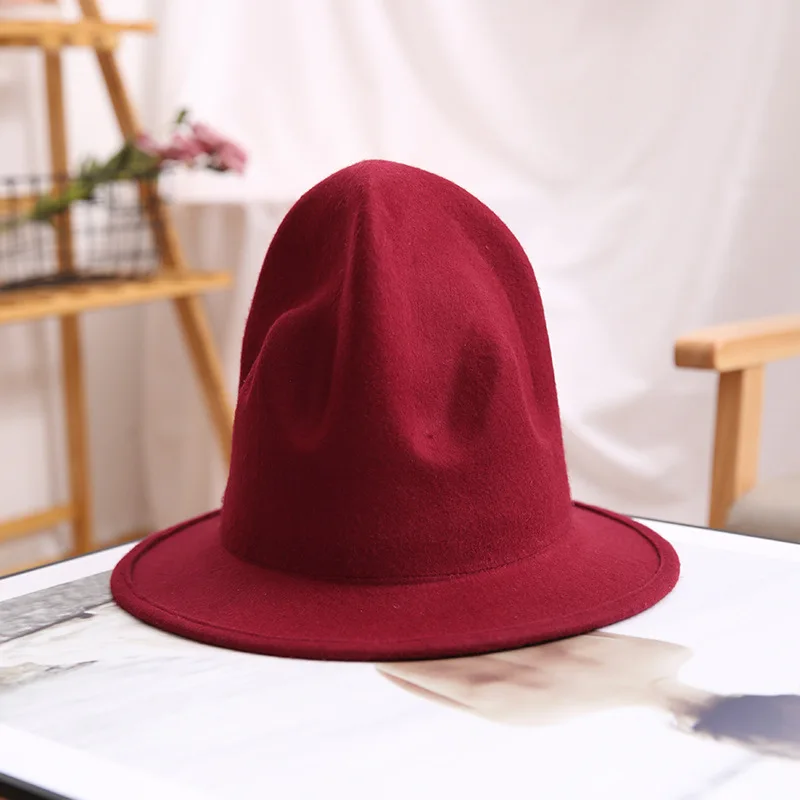 Europe And America Solid Color Winter Woolen Cloth Keep Warm Cheap Fedora Hats Wholesale