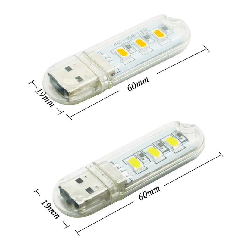 LED Light USB Night Light Portable Disk Lamp 3LEDs 1.5W Reading Colorful Lamps   DC 5V Power Bank Powered Camping Light Bulb