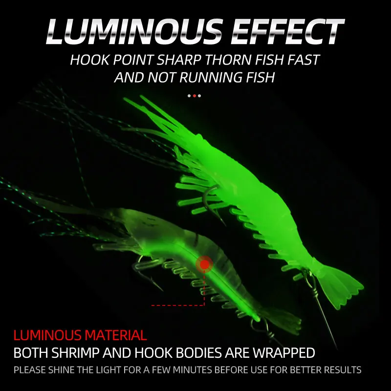 Sabiki fixture fishing bait shrimp soft bait plastic trolling built-in hook set luminous bait shrimp