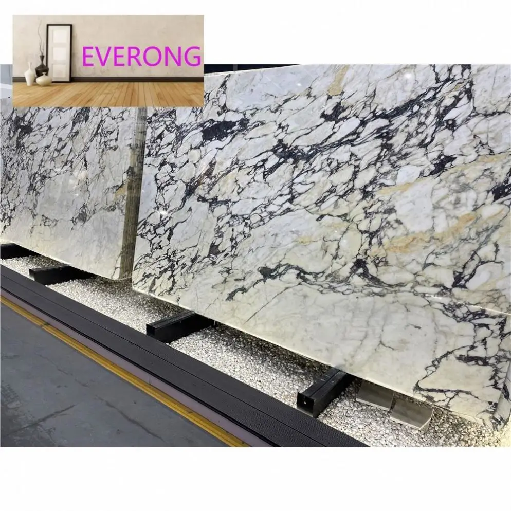 Wholesale Natural Engineering Stone Project Polished Glazed Calacatta Viola Marble Big Slabs Tiles For Decoration