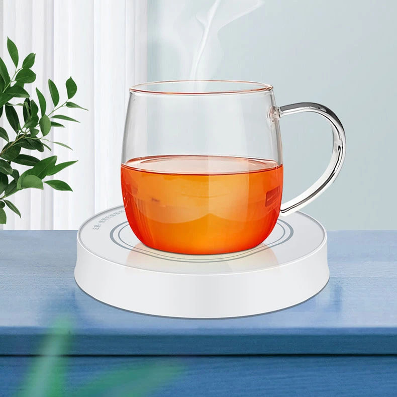 Пользовательские многоразовые теплые настенные чашки из боросиликатного цветного чая, маленькие стеклянные чашки в комплекте с круглой розовой тарелкой