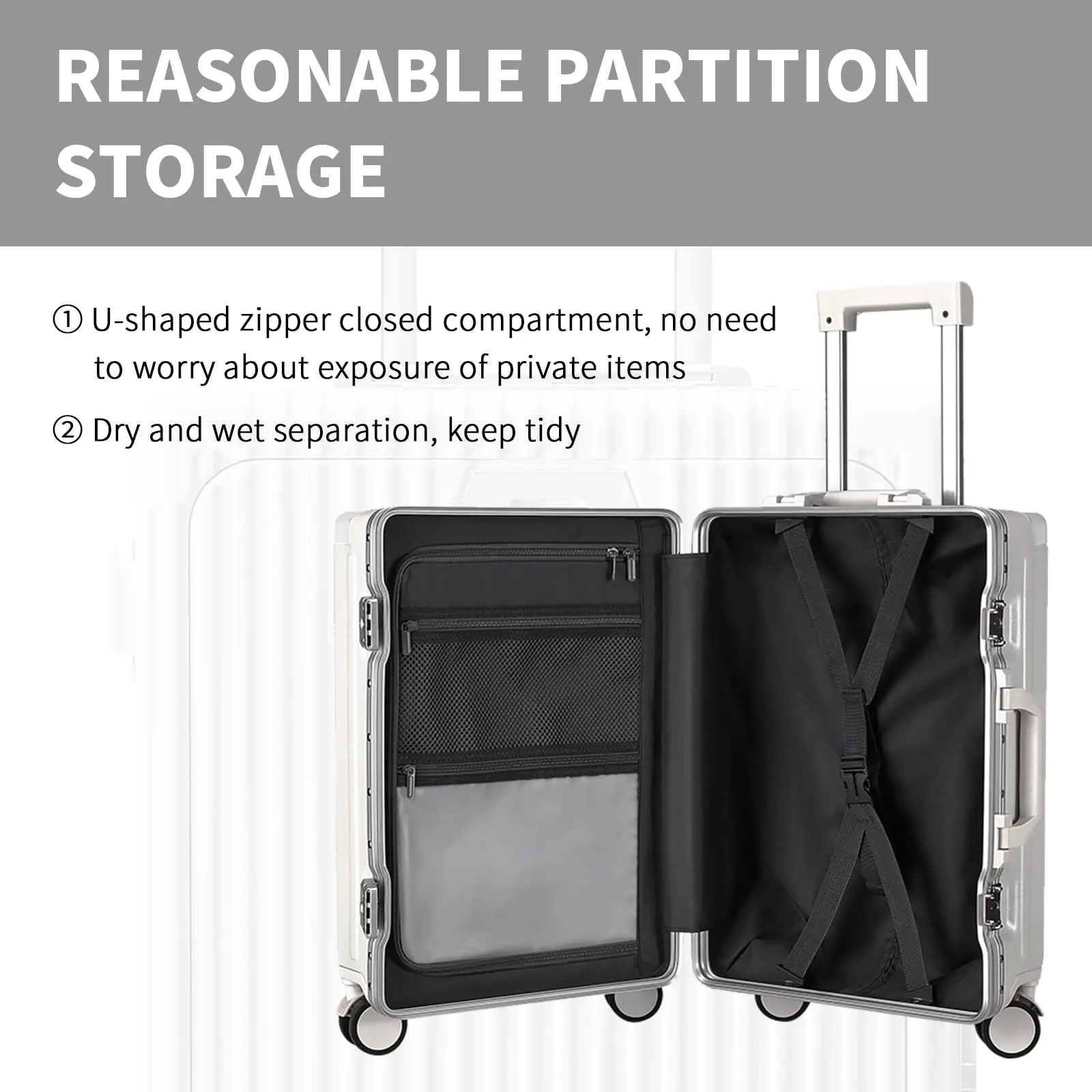 July PC Carry On Luggage with Spinner Wheels Aluminum Framed Carry On Suitcase with Front Open Laptop Compartment Pocket